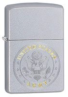 Zippo U.S. Army Emblem Satin Chrome Pocket Lighter, Satin Chrome Seal, One Size