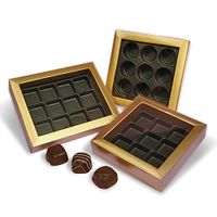 Gold Plastic Candy Boxes 6 X 6 X 1-3/8 | Quantity: 48 Width 6"