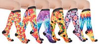 6 Pairs Women's Graduated Compression Printing Trouser Socks 8-15mmHg (621B)