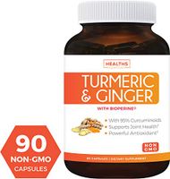 Turmeric Curcumin with Bioperine & Ginger (Non-GMO & Vegetarian) 1980mg Per Serving for Pain Relief and Joint Support. 95% Curcuminoids - Black Pepper Extract. 90 Capsules Supplement - No Pills
