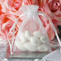 Tableclothsfactory 10PCS White Organza Gift Bag Drawstring Pouch Wedding Favors Bridal Shower Treat Jewelry Bags - 3"x4"