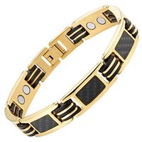 Carbon Fiber Titanium Magnetic Extra Long Bracelet Gold Tone Size Adjusting Tool and Gift Box Included By Willis Judd