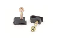 THE CIMPLE CO - Single Coaxial Cable Clips, Cat6, Electrical Wire Cable Clip, 1/4 in (6 mm) Screw Clip and Fastener, Black (10 Pieces per Bag)