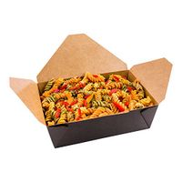 Disposable Take Out Container, #3 To Go Box - Eco-Friendly Paper - Rectangle - 71 oz - Black with Kraft Interior - 200ct Box - Restaurantware