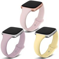 Kmasic Compatible Versa Bands 3 Pack, Narrow Slim Soft Silicone Small Replacement Wristband for Versa/Versa Lite Edition Women Men, A-3Pack, Large