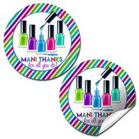 “Mani Thanks” Teacher, Staff, or Employee Appreciation Thank You Sticker Labels, 40 2" Party Circle Stickers by AmandaCreation, Great for Envelope Seals & Gift Bags