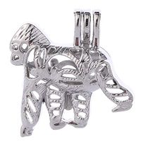 10pcs Squirrel Silver Plated Pearl Cages Beads Hollow Locket Pendants for Jewelry Making - Oyster Pearls, Essential Oil Diffuser Charms，Fun Gifts. (Orangutan)