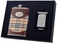 Visol"Henry" Flask and Zippo Lighter Gift Set, 8-Ounce