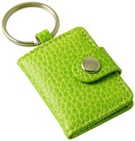 Budd Leather Pebble Grained Leather Photo Key Ring, Mini, Lime
