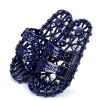 Massage Sandals Slippers Couple Non-Slip Hollow Reflexology Massage Foot Massage Slippers,Blue,S