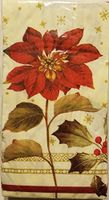Joyful Poinsettia Christmas Holiday Guest Towels / Buffet Napkins - 24 Count