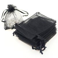 Akstore 100pcs 3.6x4.8''(9x12cm) Organza Gift Bags, Drawstring Pouches Jewelry Party Wedding Favor Gift Bags,Candy Bags (Black)