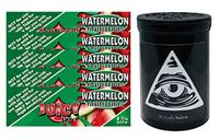 Herb Airtight Container Fresh Kettle with Juicy Jay's Watermelon 1.25 Flavored Hemp Rolling Papers 5 Count DC Crafts Nation- Illuminati