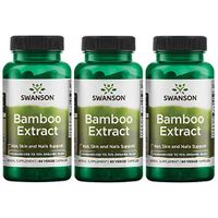 Swanson Bamboo Extract for Hair and Nails Silica Supplement Supports Collagen 300 mg 60 Veggie Capsules (3 Pack)