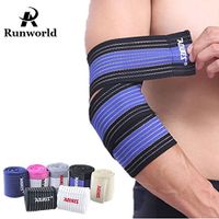 Runworld (1 Pair) Arm & Elbow Brace Compression Bandage Wraps Sleeve for Men Women Tennis Elbow, Golfers Elbow, Tendonitis, Arthritis, Weightlifting, Joint Pain Relief, Injury Recovery (Blue/Black)
