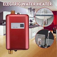 3800W Electric Water Heater Instant Tankless Water Heater 110V/220V 3.8KW Temperature display Heating Shower Universal,Red,EUPlug