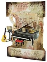 Santoro Swing Card 3D Pop Out, 6 x 8-Inches, Piano and Music