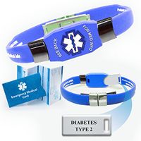 "Diabetes Type 2" Elite Medical Alert ID Bracelet for Men and Women