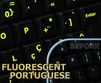 Glowing fluorescent Portuguese keyboard stickers