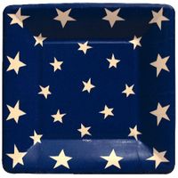 4th of July Party Supplies Paper Plates Luncheon Size Flag Stars and Stripes 16 Count 7 inch Square