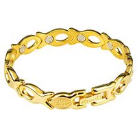 Divoti Christian Fish PVD Gold 316L Magnetic Bracelet for Women-6.5"
