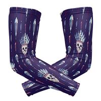 LEVEIS Day of The Dead Sugar Skull Arm Sleeves UV Protection for Men Women Sunblock Protective Gloves Running Golf Cycling Driving Long Arm Cover 1 Pair