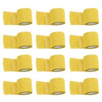 ESUPPORT 2 Inches X 5 Yards Yellow Self Adherent Cohesive Wrap Bandages Adhesive Wounds Strong Elastic First Aid Tape for Sport Wrist Ankle 12 Count