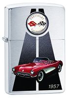 Zippo Lighter Chevy Corvette 1957 Brushed Chrome