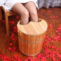LSLMCS Foot Bath Barrel High 40cm Curved Knee Cover Foot Bath Bucket Bucket Feet Foot Tub Pedicure Basin Wood Foot Basin Wooden Sauna Bucket for Muscle Pain Fatigue