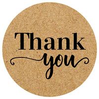 Round 1.5" Kraft Paper Stickers (Roll of 500, Thank You)