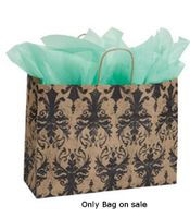 Large Distressed Damask Paper Shopping Bag 16 x 6 x 12 Inches - Case of 25