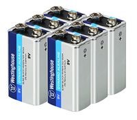 Westinghouse Alkaline 9V Batteries (Bulk Pack 6 Count), Leak-Proof & Long-Lasting Technology 9V Primary Batteries with Lasting Power for High Drain Devices (Non-Rechargeable)