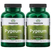 Swanson Pygeum Prostate Support Urinary Tract Health Men Herbal Supplement 100 mg Pygeum Extract (6.5% phytosterols) with 400 mg Powdered Bark 120 Capsules (2 Pack)