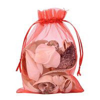 PH PandaHall 100 PCS 5x7 inch Red Organza Drawstring Bags Party Wedding Favor Gift Bags for Baby Shower, Birthday, Party, Valentine's Day, Christmas