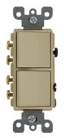 Leviton 5640-I 20 Amp, 120/277 Volt, Decora 3-Way / 3-Way AC Combination Switch, Commercial Grade, Grounding, Ivory