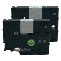 QPMY 2 Pack Compatible for Brother P-Touch Laminated TZe TZ Label Tape Cartridge 12mm x 8m (TZe-134 Gold on Clear)
