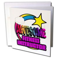 3dRose Shooting Star Rainbow Awesome Fitness Instructor - Greeting Cards, 6 x 6", Set of 6 (gc_201289_1)