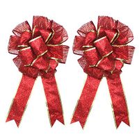 ❀ZTY66❀ 2Pcs Glittering Pull Bows Gift Knot Ribbon Strings for Christmas Decoration, Gift Wrapping, Glittering Colors /25×45 cm (A)