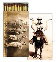 HomArt Large Decorative Longhorn Cowboys Candle and Fireplace Wood Matches (Set of 12)