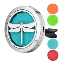 Garden Charms 30mm Stainless Steel Car Air Freshener Locket Dragonfly Perfume Essential Oil Diffuser Locket Jewelry with Free Pads GCVA-597
