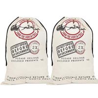 fannybuy Santa Sack Personalized Bags Large Drawstring Canvas Burlap Bag Drawstring Delivery Extra Large Size 27.5"x19.5" (2 Pack=Three Deer)