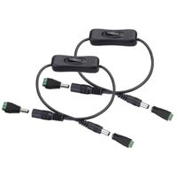 RGBZONE 2 Pack 5.5x2.1mm DC Jack Male to Female Power Adapter Connector Inline On/Off Switch for DC 12V 3528 5050 LED Strip Light,CCTV Security Camera - Black