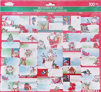 Pack of 100 - Traditional Christmas Red & Green Plaid Design Self Adhesive Gift Tags - Just Peel and Stick! - Festive Holiday Fun! to: / from: (Assorted Sizes) Seasons Greetings, Noel, Tis The Season