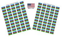 Made in USA! 100 Country Flag 1.5" x 1" Self Adhesive World Flag Stickers, Two Sheets of 50, 100 Sticker Flags Total (Azerbaijan)