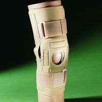 Neoprene Hyperextension Hinged Cartilage Knee Brace Support Black Beige 653 (XS, Beige)