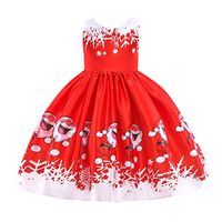 Driuankeji Girls Sleeveless Xmas Print Swing Party Dresses Princess Pageant Gown Christmas Clothes Red