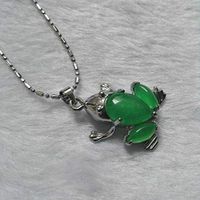 Chain Beautiful Tibet Silver Green Pendant Frog Necklace Jade