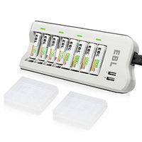 EBL AA 2800mAh (4 Pack) and AAA 1100mAh (4 Pack) Ni-MH Rechargeable Batteries and 808U AA AAA Rechargeable Battery Charger with 2 USB Charging Ports