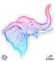 GT Graphics Purple Pink Teal Elephant Head - 8" Vinyl Sticker - for Car Laptop I-Pad - Waterproof Decal