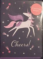 Glitter Embellished Unicorn Print Assorted Boxed Greeting Notecards- 8 Greeting Cards and Lavender Envelopes- 4 x 5 3/8 inches